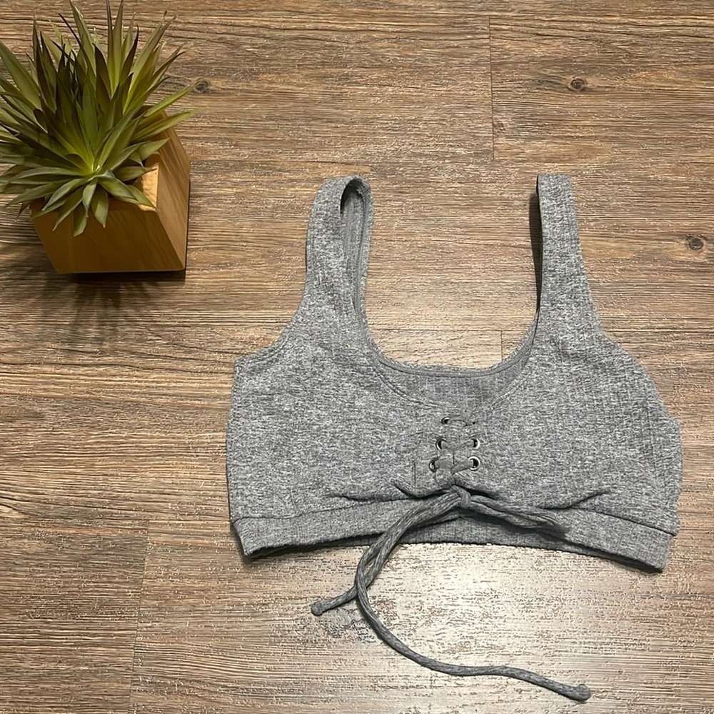 Grey lace up bralette
